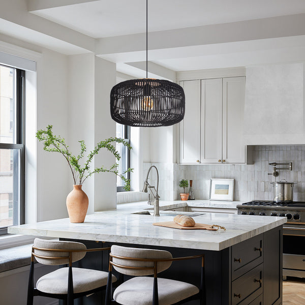 Wabi-Sabi Rattan Chandelier Retro Japanese Hand-Woven Pendant Light