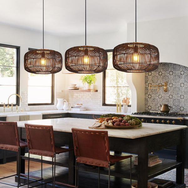 Wabi-Sabi Rattan Chandelier Retro Japanese Hand-Woven Pendant Light
