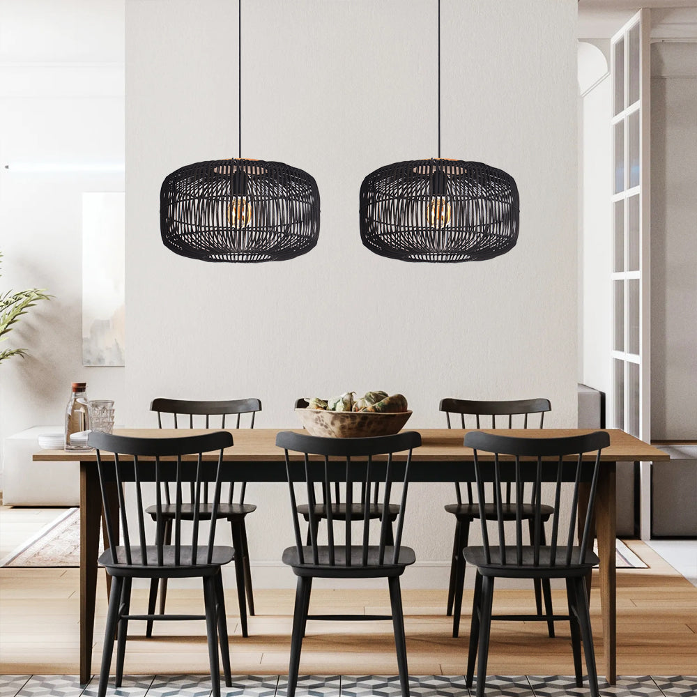 Wabi-Sabi Rattan Chandelier Retro Japanese Hand-Woven Pendant Light