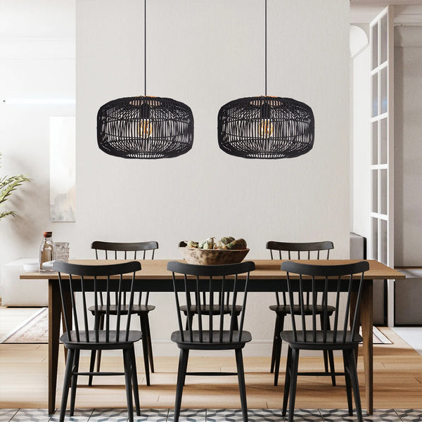 Wabi-Sabi Rattan Chandelier Retro Japanese Hand-Woven Pendant Light