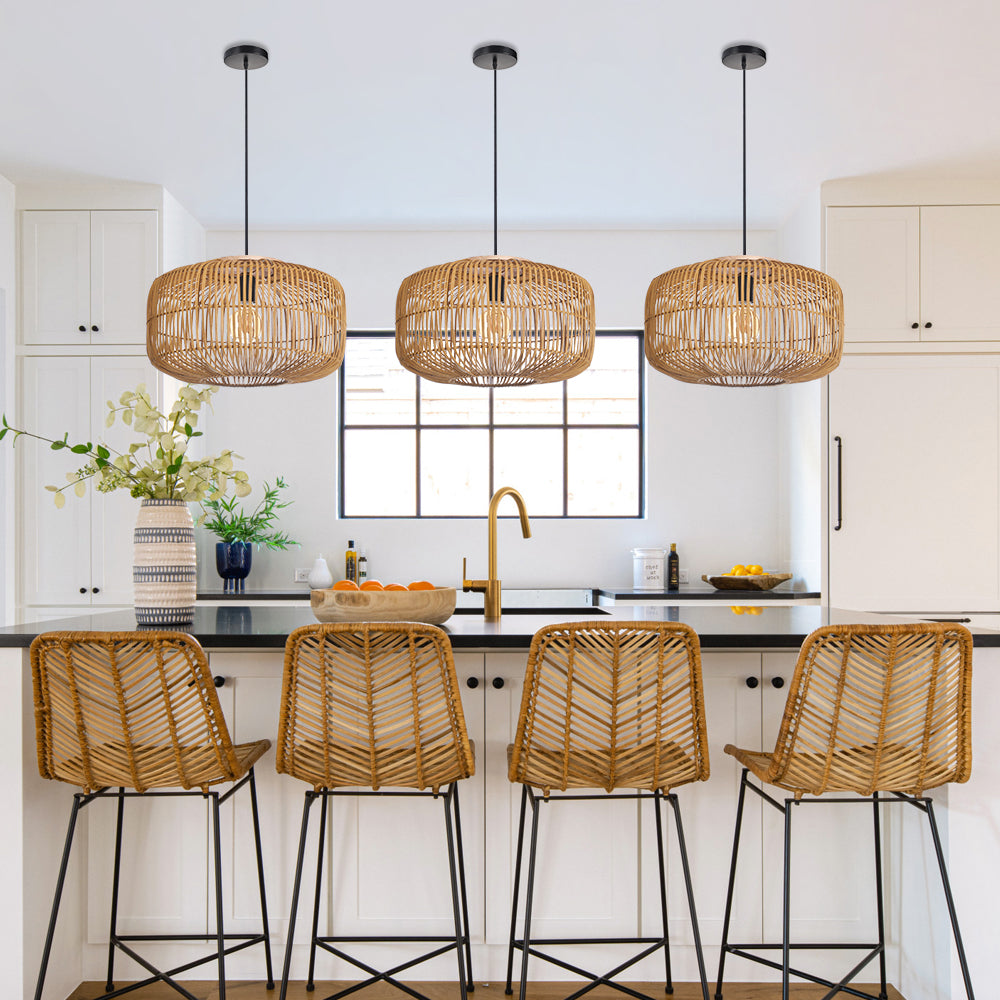 Wabi-Sabi Rattan Chandelier Retro Japanese Hand-Woven Pendant Light