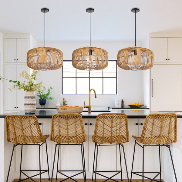 Wabi-Sabi Rattan Chandelier Retro Japanese Hand-Woven Pendant Light