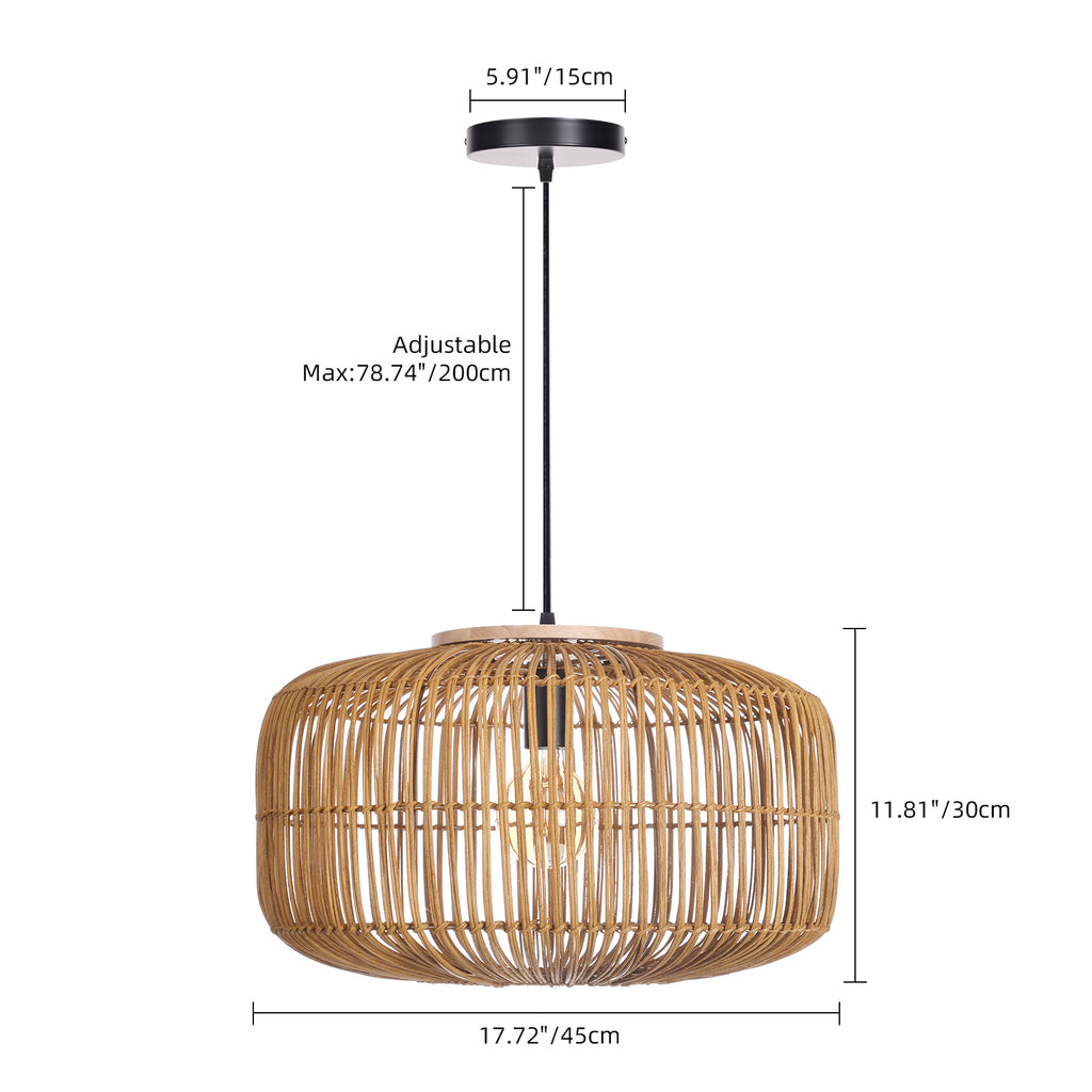 Wabi-Sabi Rattan Chandelier Retro Japanese Hand-Woven Pendant Light