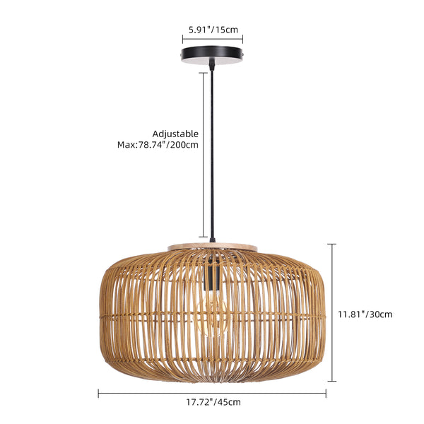 Wabi-Sabi Rattan Chandelier Retro Japanese Hand-Woven Pendant Light