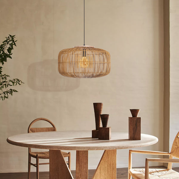 Wabi-Sabi Rattan Chandelier Retro Japanese Hand-Woven Pendant Light