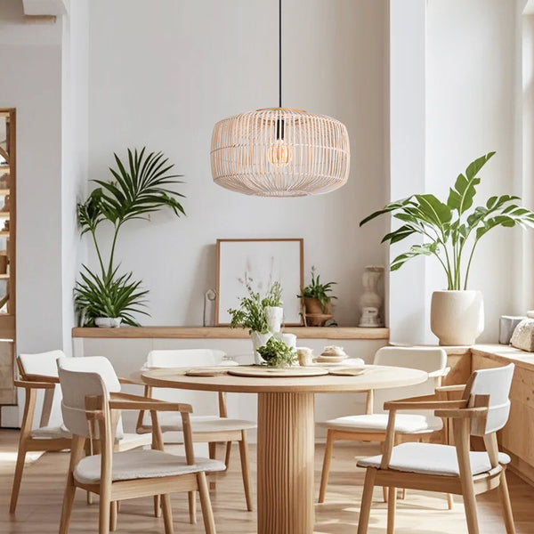 Wabi-Sabi Rattan Chandelier Retro Japanese Hand-Woven Pendant Light