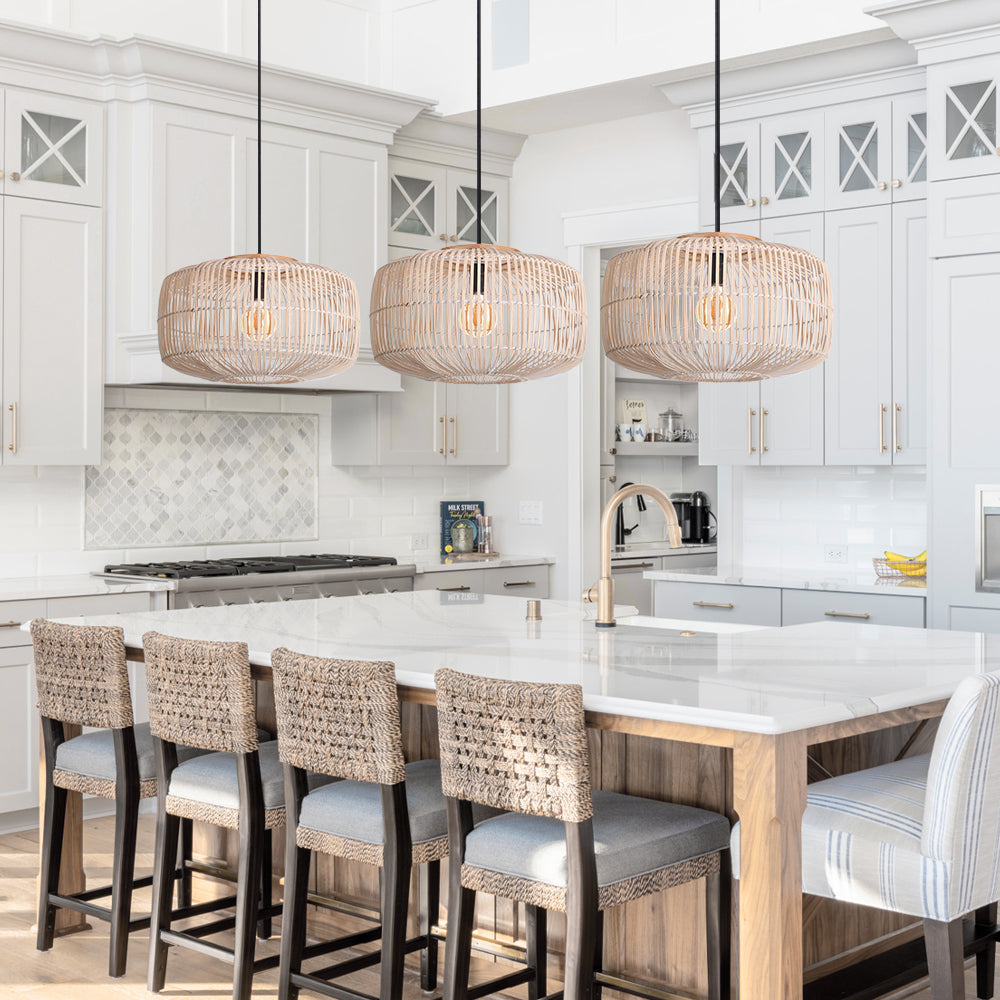 Wabi-Sabi Rattan Chandelier Retro Japanese Hand-Woven Pendant Light