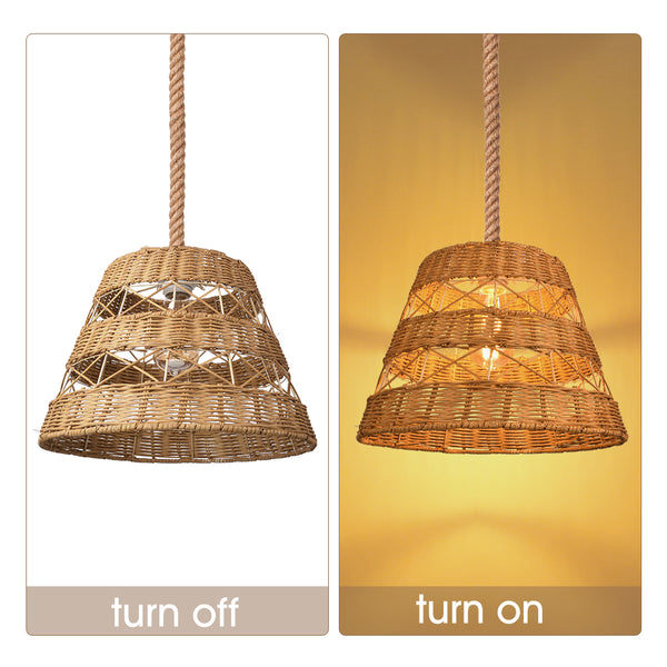 Bohemian Basket Rattan Pendant Light Handcrafted Ceiling Fixture