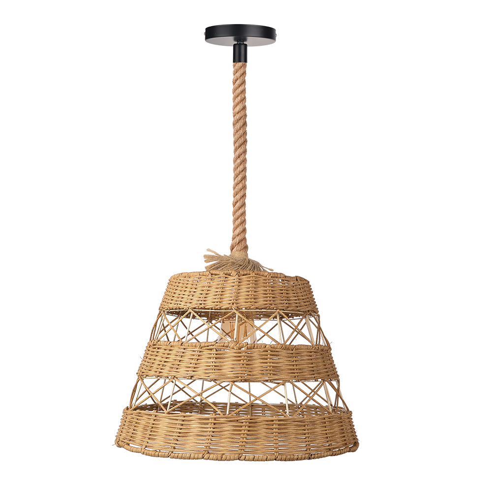 Bohemian Basket Rattan Pendant Light Handcrafted Ceiling Fixture
