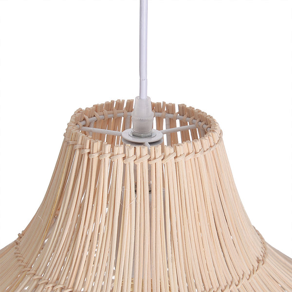 White Woven Rattan Lampshade Minimalist Coastal Pendant Light