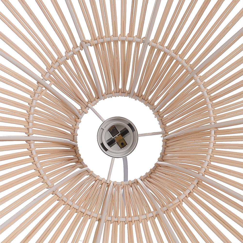 White Woven Rattan Lampshade Minimalist Coastal Pendant Light