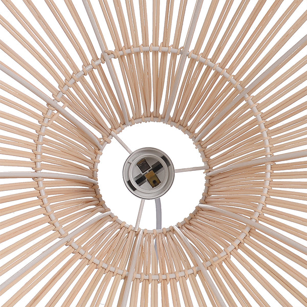 White Woven Rattan Lampshade Minimalist Coastal Pendant Light