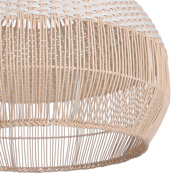 White Woven Rattan Lampshade Minimalist Coastal Pendant Light