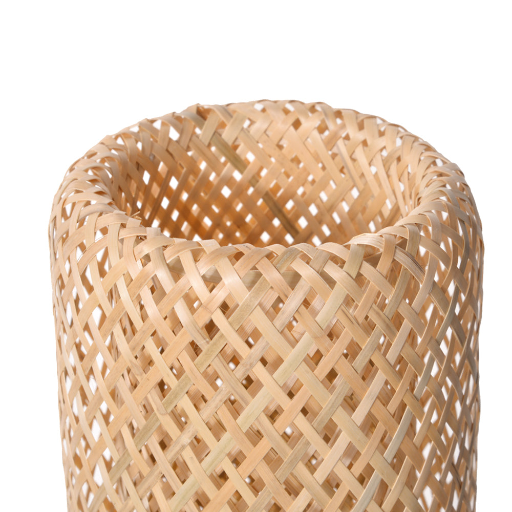 Small Bamboo Bedside Lamp Boho Rattan Table & Nursery Light