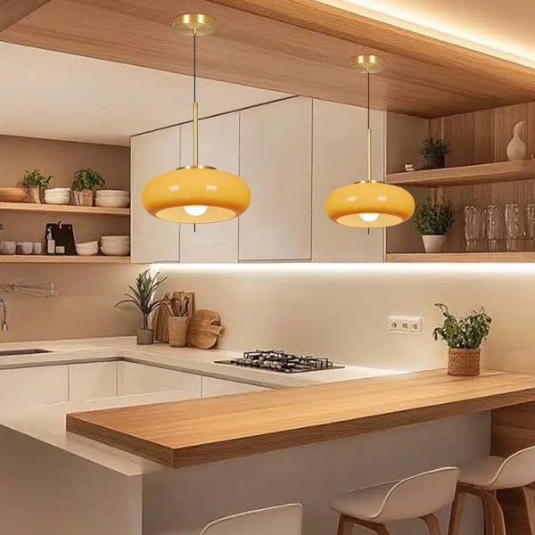 Yellow Glass Kitchen Island Chandelier Nordic Minimalist Pendant