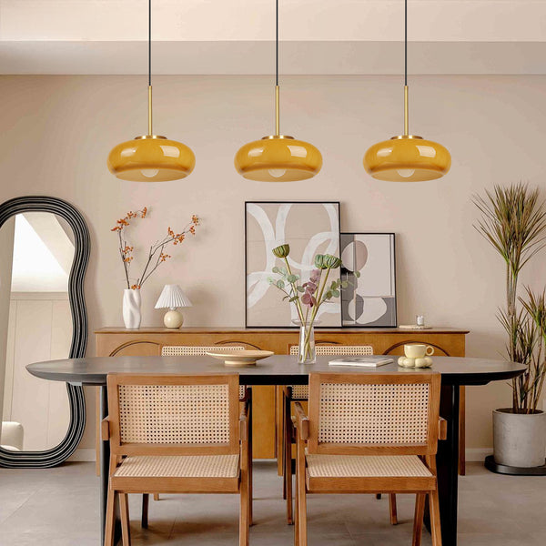 Yellow Glass Kitchen Island Chandelier Nordic Minimalist Pendant