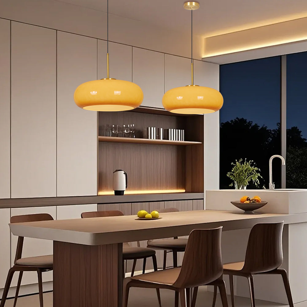 Yellow Glass Kitchen Island Chandelier Nordic Minimalist Pendant