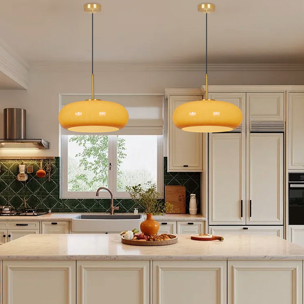 Yellow Glass Kitchen Island Chandelier Nordic Minimalist Pendant
