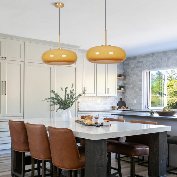 Yellow Glass Kitchen Island Chandelier Nordic Minimalist Pendant