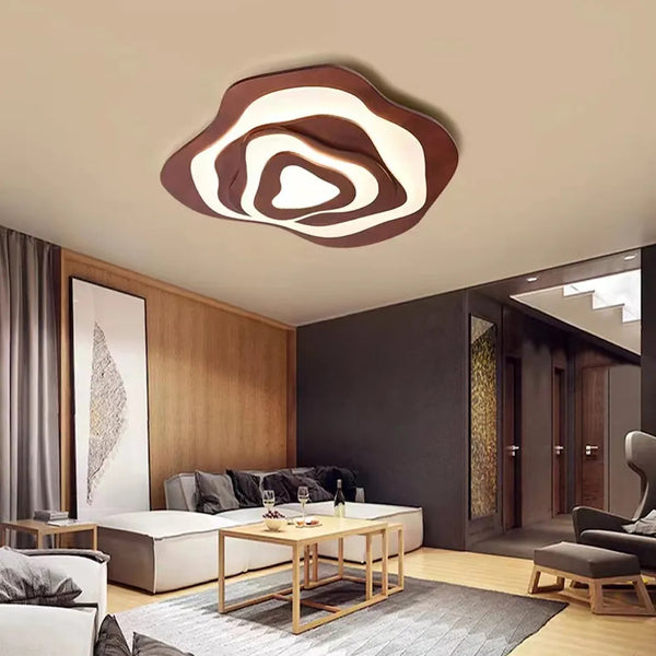 Flower Wood Ceiling Light Hardwired Wooden Ceiling Lamp