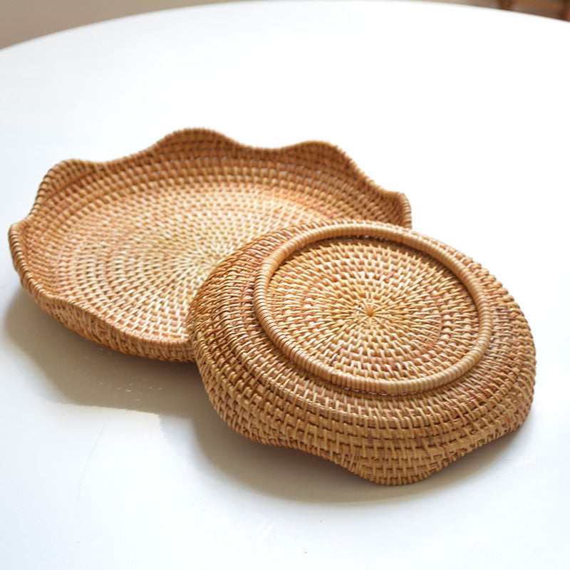 2 PCS Fruit Bowls Scalloped Edge Serving Plates Multi-Purpose Snack Tray Secondary image