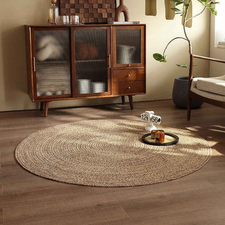 Round Wabi-Sabi Style Handwoven Jute Rug