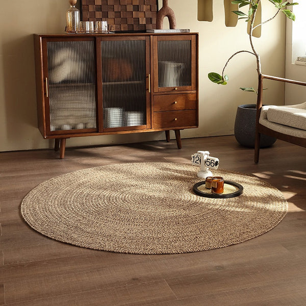 Round Wabi-Sabi Style Handwoven Jute Rug