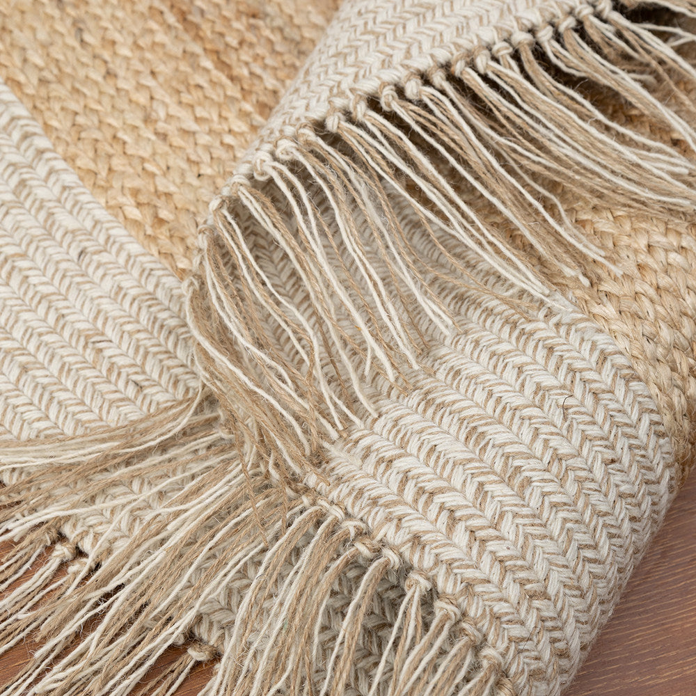 Wool & Jute Round Hand-Woven Wabi-Sabi Vintage Rug with Tassels Secondary image