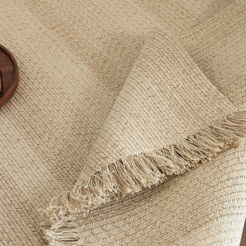 Natural Jute Linen Hand-Woven Tasselled Rug Secondary image