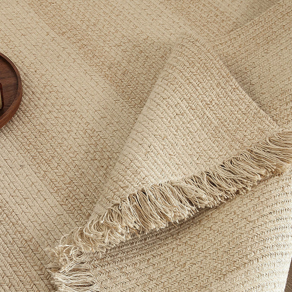 Natural Jute Linen Hand-Woven Tasselled Rug
