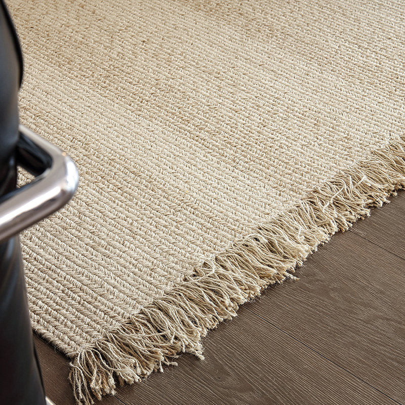 Natural Jute Linen Hand-Woven Tasselled Rug