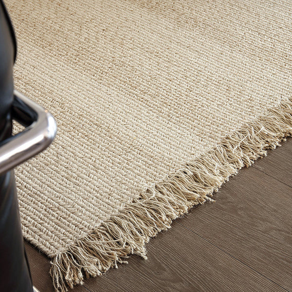 Natural Jute Linen Hand-Woven Tasselled Rug