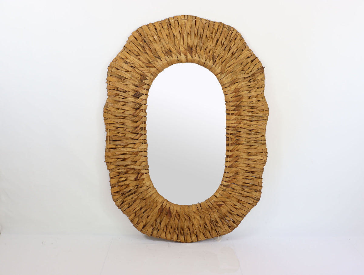 Bohemian Style Reed Woven Wall Mirror