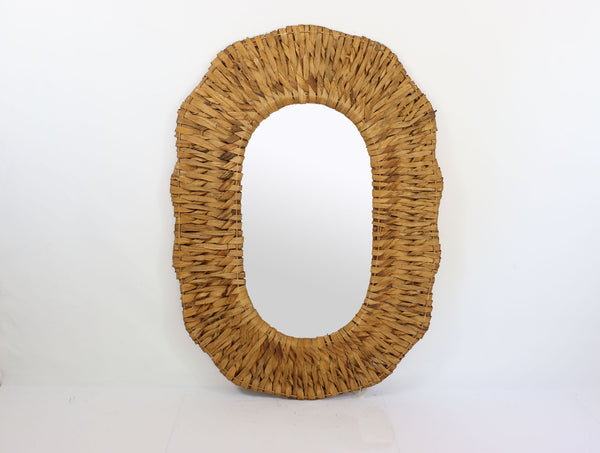 Bohemian Style Reed Woven Wall Mirror