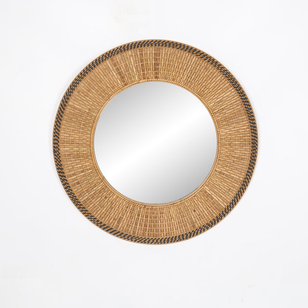 Round Mirror Wicker Rattan Boho Wall Hanging Decor