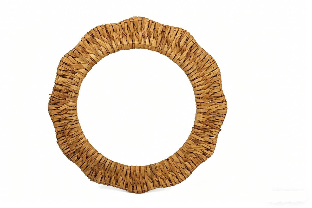 Forest-Style Round Woven Straw Wall Mirror