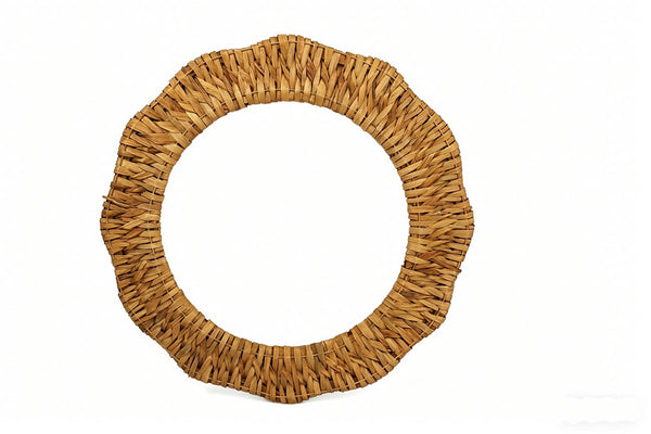 Forest-Style Round Woven Straw Wall Mirror
