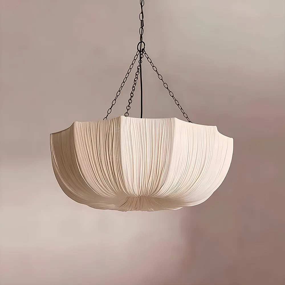 Modern Pleated Fabric Chandelier Japandi Organic Pendant Light