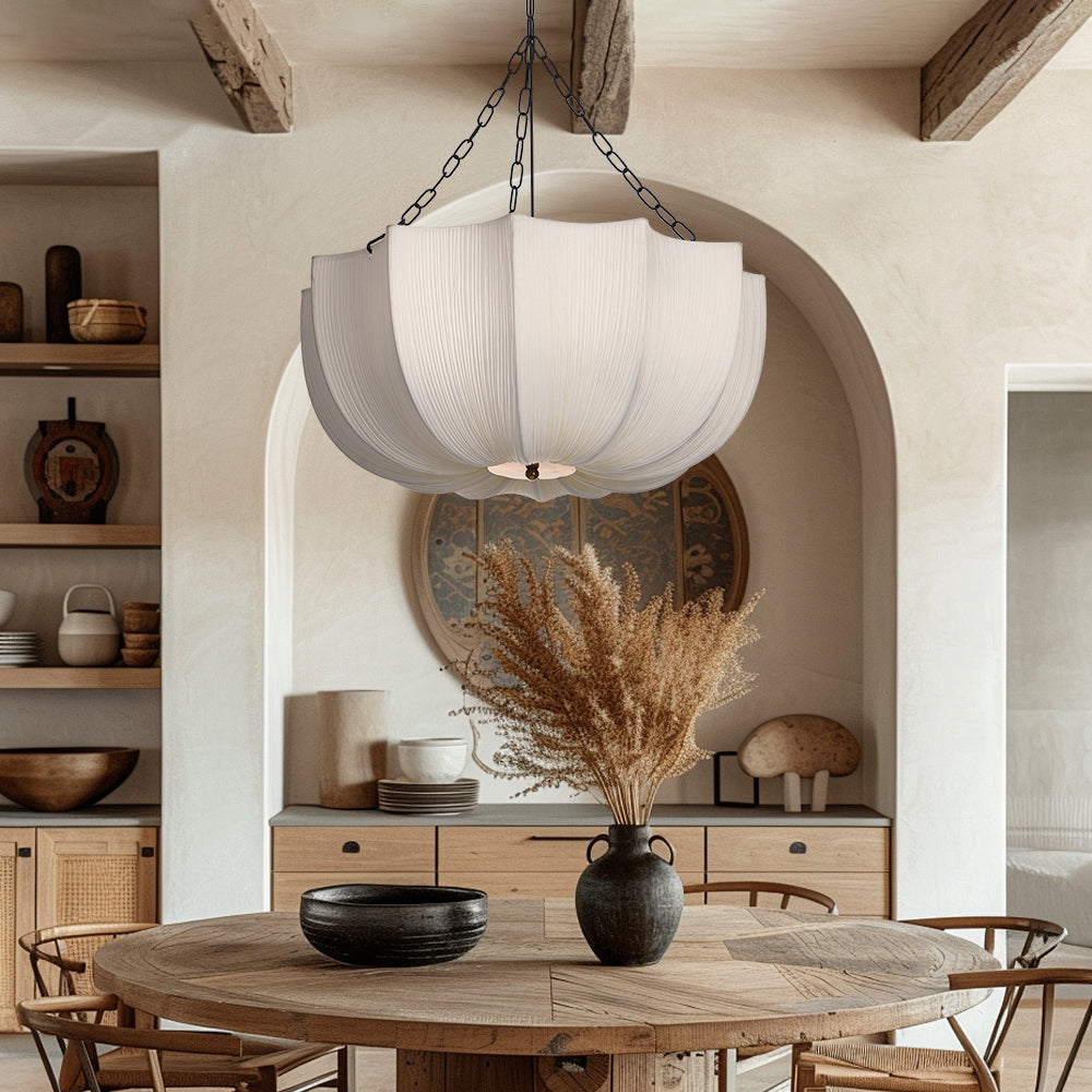 Modern Pleated Fabric Chandelier Japandi Organic Pendant Light Main image