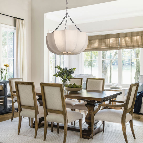 Modern Pleated Fabric Chandelier Japandi Organic Pendant Light