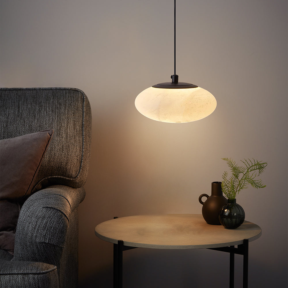 Minimalist Marble Pendant Light Circular Lampshade Chandelier