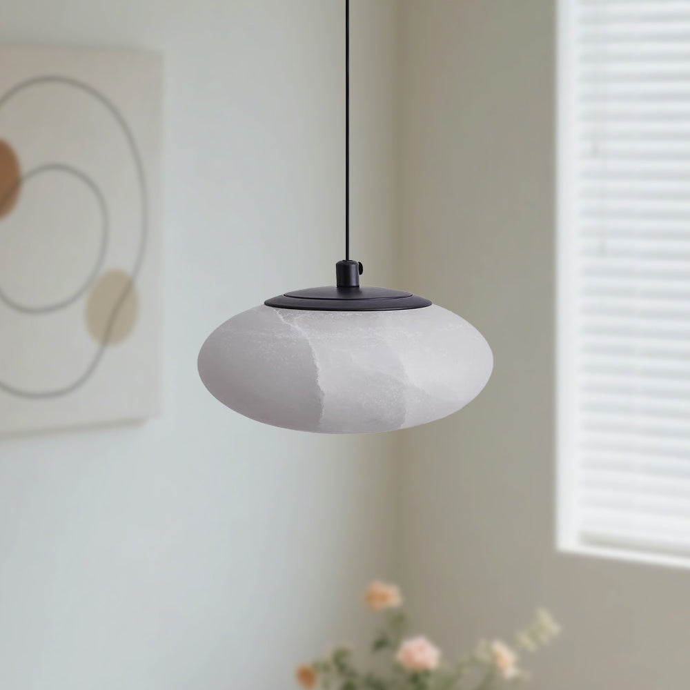 Minimalist Marble Pendant Light Circular Lampshade Chandelier