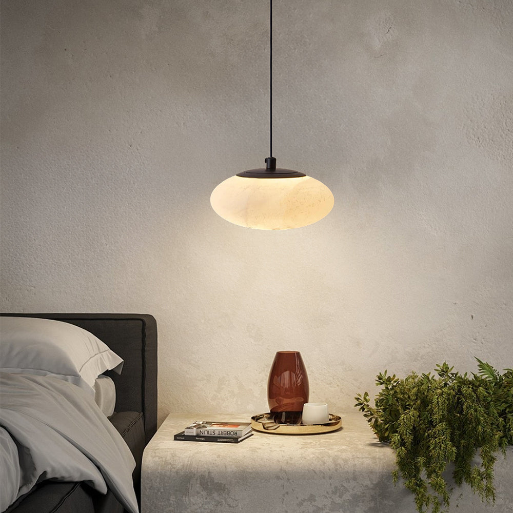 Minimalist Marble Pendant Light Circular Lampshade Chandelier Main image