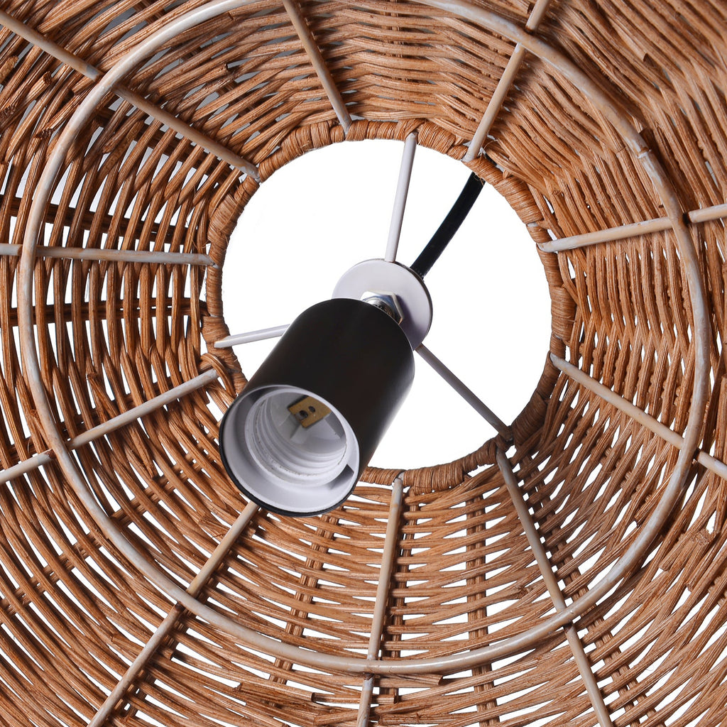 Hand-Woven Rattan Umbrella Pendant Light Farmhouse Retro Chandelier