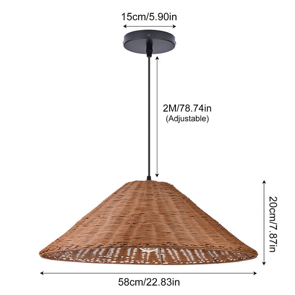 Hand-Woven Rattan Umbrella Pendant Light Farmhouse Retro Chandelier