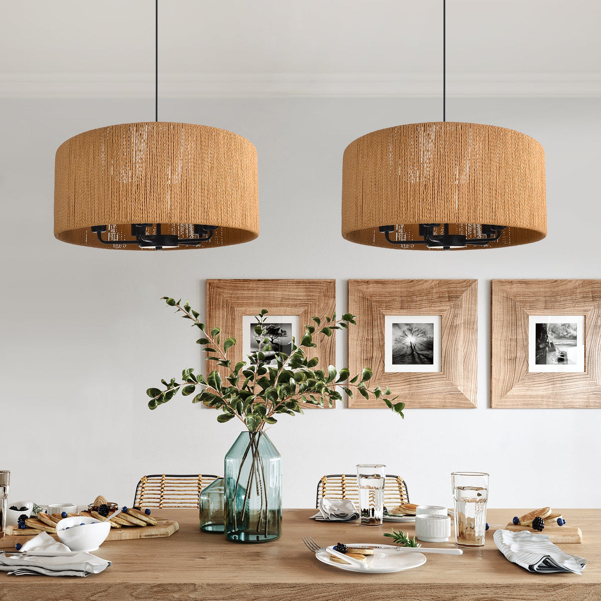 Hemp Rope Pendant Light Retro Living Room & Kitchen Chandelier