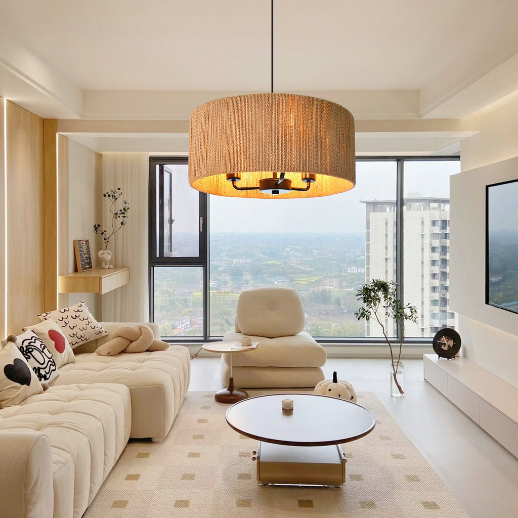 Hemp Rope Pendant Light Retro Living Room & Kitchen Chandelier
