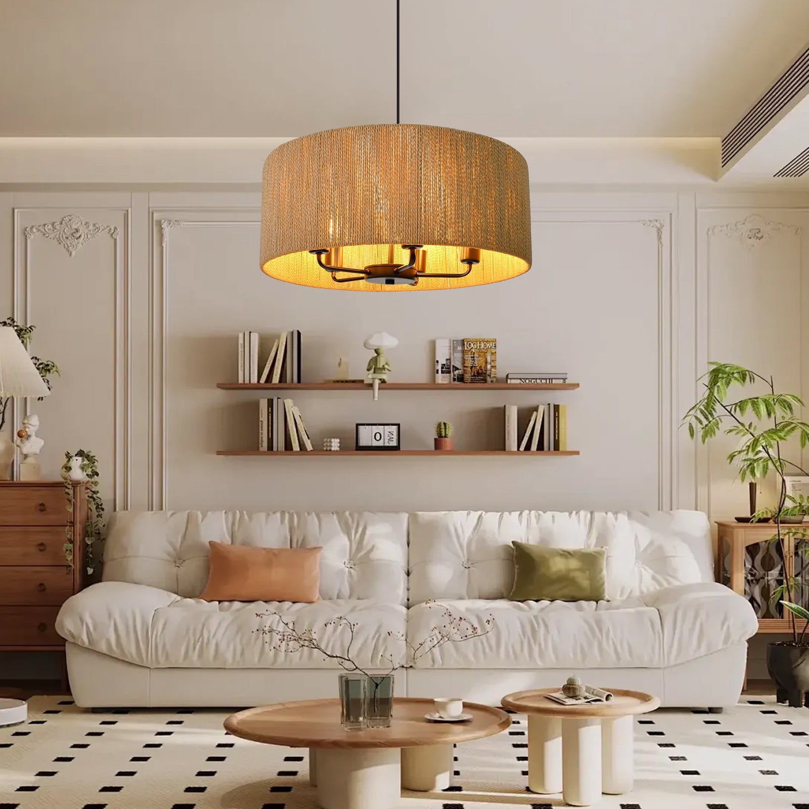 Hemp Rope Pendant Light Retro Living Room & Kitchen Chandelier Secondary image