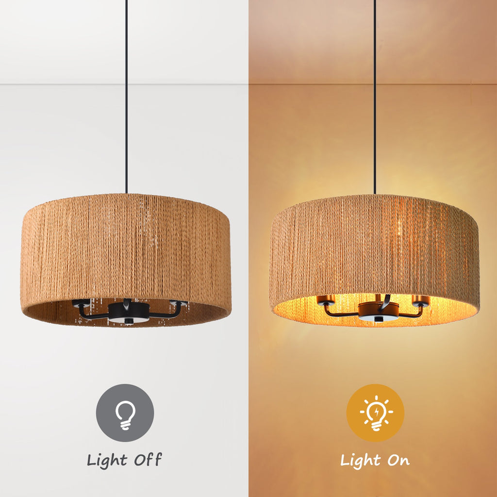 Hemp Rope Pendant Light Retro Living Room & Kitchen Chandelier