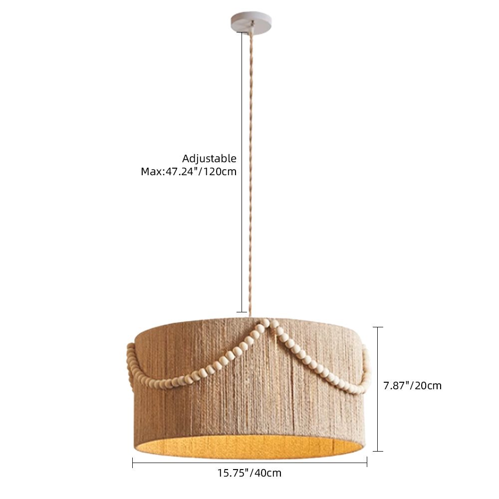 Bohemian Hemp Rope Pendant Light Cylindrical Living Room & Bedroom Chandelier